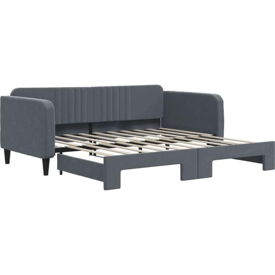 vidaXL Lit de jour extensible gris foncé 90x190 cm velours