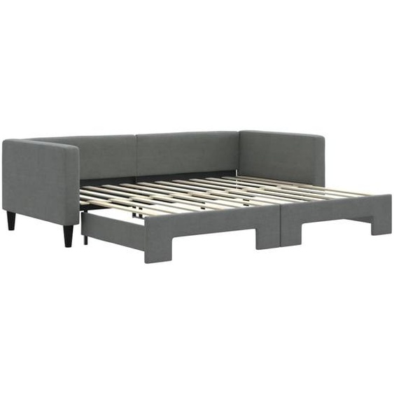 vidaXL Lit de jour extensible gris foncé 90x200 cm Tissu
