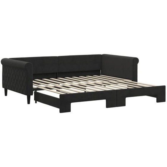 vidaXL Lit de jour extensible noir 100x200 cm velours