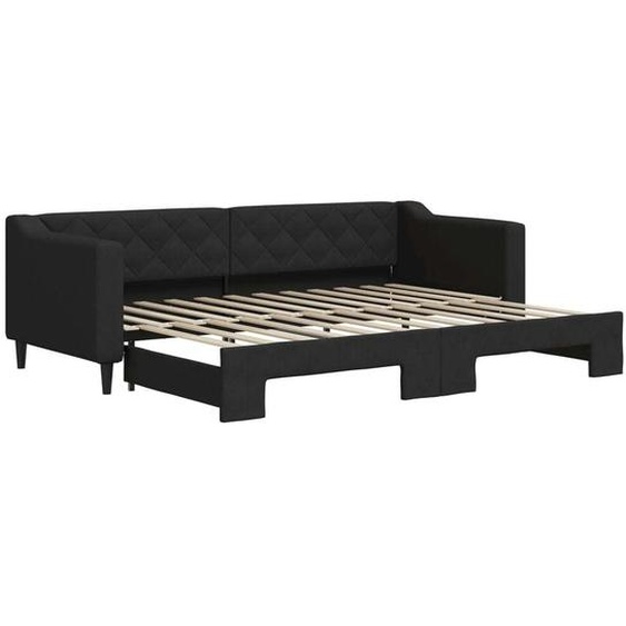 vidaXL Lit de jour extensible Noir 80x200 cm Tissu