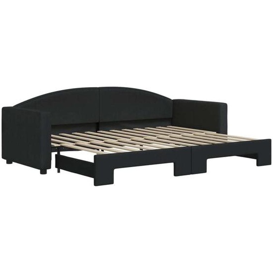 vidaXL Lit de jour extensible Noir 80x200 cm Tissu