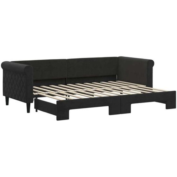 vidaXL Lit de jour extensible noir 80x200 cm velours