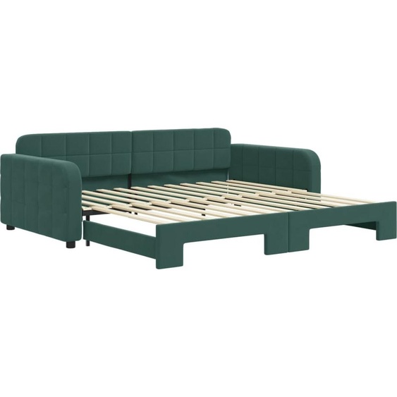 vidaXL Lit de jour extensible vert foncé 100x200 cm velours