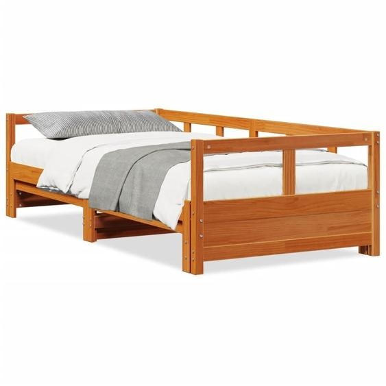 vidaXL Lit de jour sans matelas brun cireux 90x200 cm pin massif