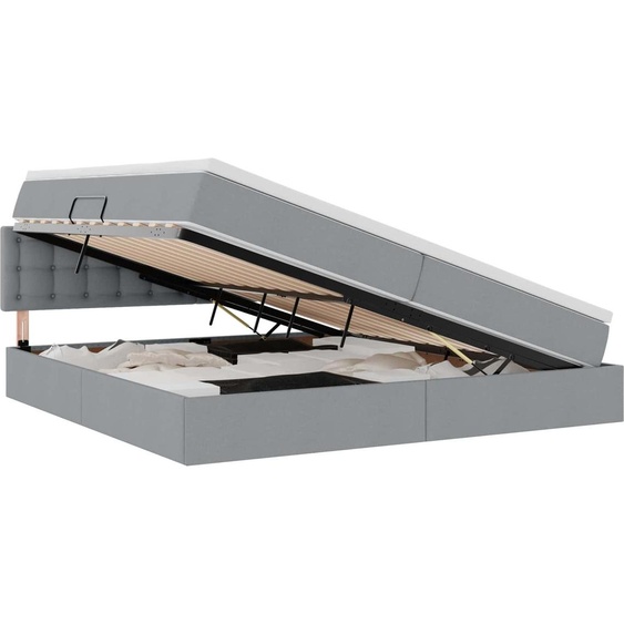 vidaXL Lit de rangement avec matelas gris clair 200 x 200 cm