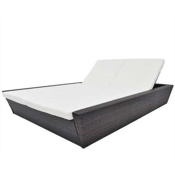 vidaXL Lit de repos dextérieur avec coussin Résine tressée Marron