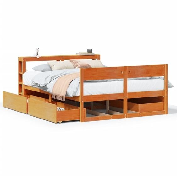 vidaXL Lit en bois massif sans matelas pin brun cireux 140x190 cm
