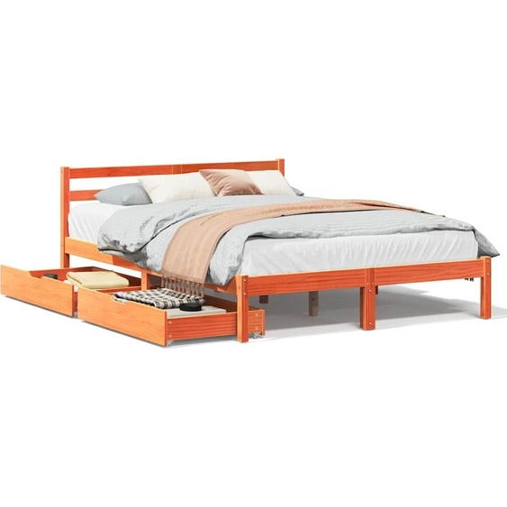 vidaXL Lit en bois massif sans matelas pin brun cireux 140x200 cm