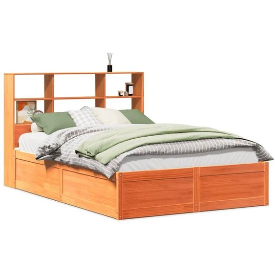 vidaXL Lit en bois massif sans matelas pin brun cireux 150x200 cm