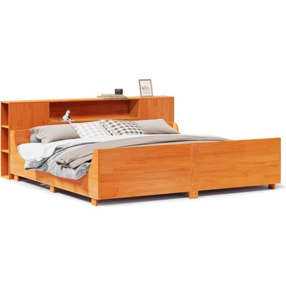 vidaXL Lit en bois massif sans matelas pin brun cireux 200x200