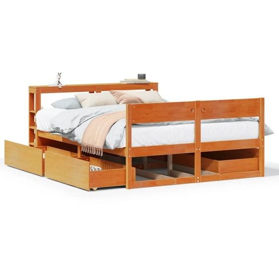 vidaXL Lit en pin massif sans matelas brun cireux 120x200 cm