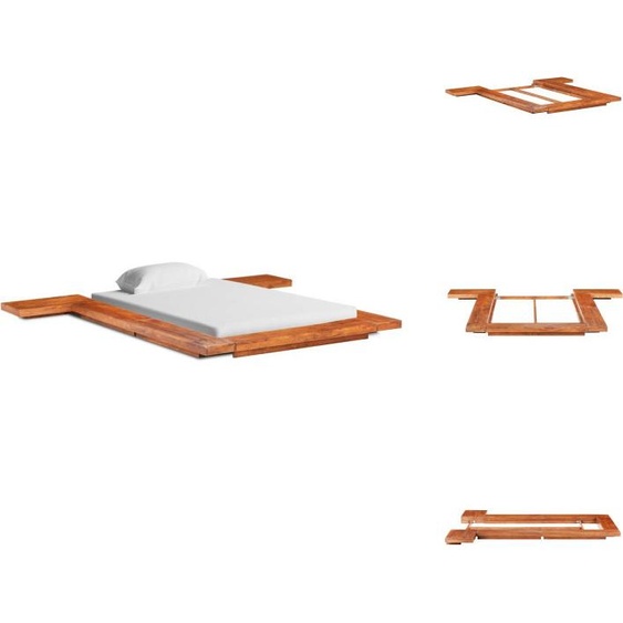 vidaXL Lit futon japonais acacia massif 100x200 cm - Lits et sommiers à lattes