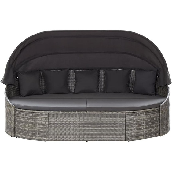 vidaXL Lit lounge dextérieur avec toit Gris