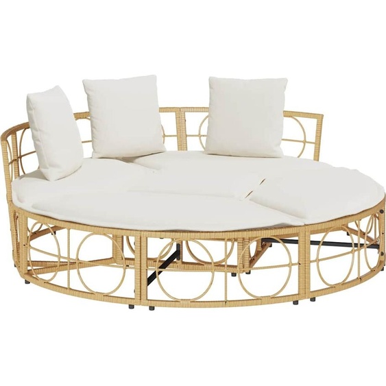vidaXL Lit lounge dextérieur sans toit Poly rotin