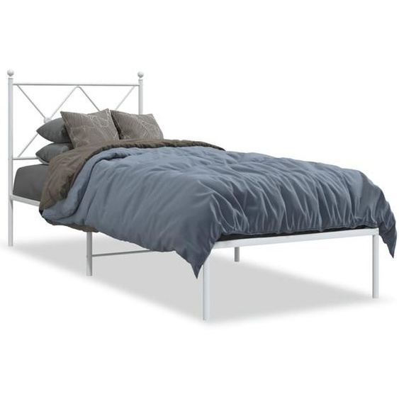 vidaXL Lit métallique sans matelas avec tête de lit blanc 75x190 cm