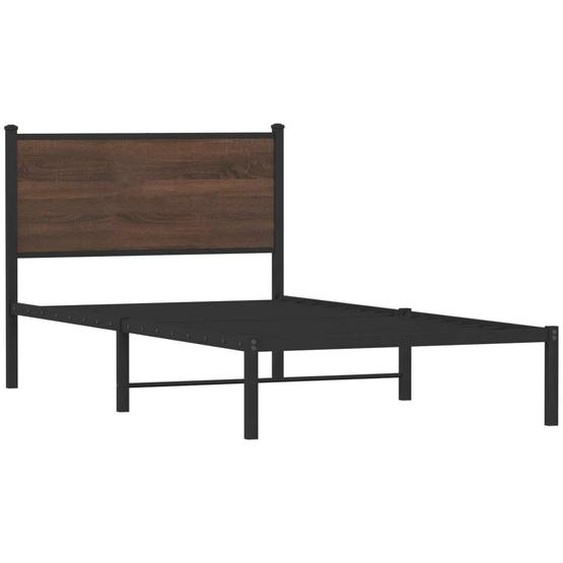 vidaXL Lit métallique sans matelas brun imitation chêne 100x200 cm