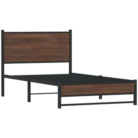 vidaXL Lit métallique sans matelas brun imitation chêne 100x200 cm