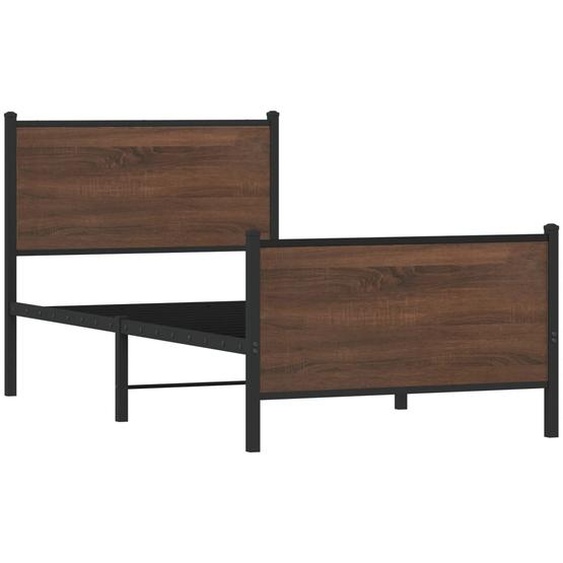 vidaXL Lit métallique sans matelas brun imitation chêne 100x200 cm