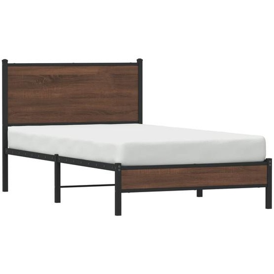 vidaXL Lit métallique sans matelas brun imitation chêne 100x200 cm