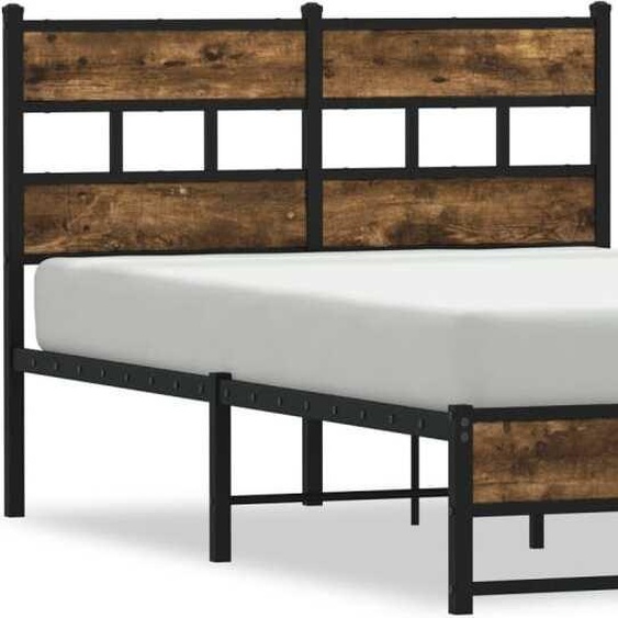 vidaXL Lit métallique sans matelas chêne fumé 120x190 cm