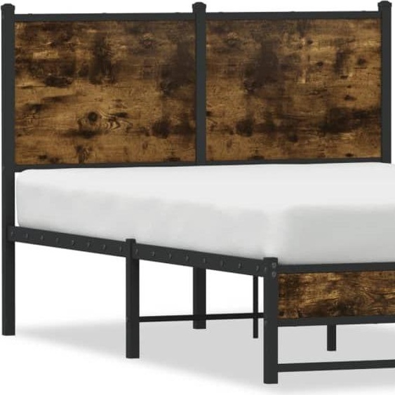 vidaXL Lit métallique sans matelas chêne fumé 120x200 cm