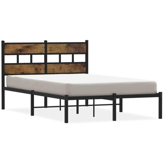 vidaXL Lit métallique sans matelas chêne fumé 120x200 cm