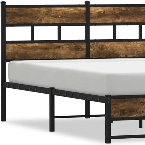 vidaXL Lit métallique sans matelas chêne fumé 135x190 cm