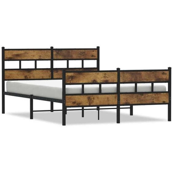 vidaXL Lit métallique sans matelas chêne fumé 160x200 cm