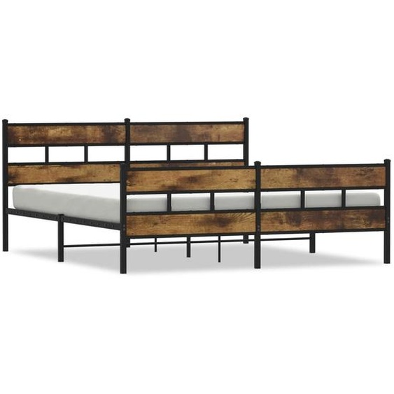 vidaXL Lit métallique sans matelas chêne fumé 180x200 cm