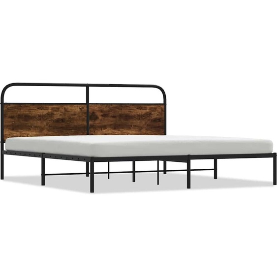 vidaXL Lit métallique sans matelas chêne fumé 183x213 cm