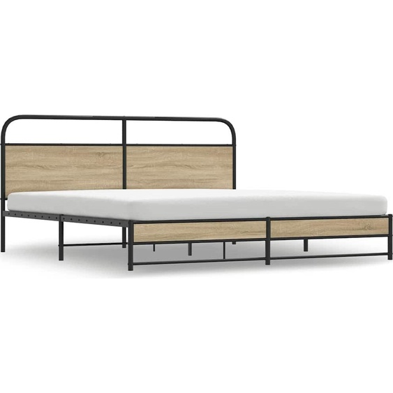 vidaXL Lit métallique sans matelas chêne fumé 183x213 cm