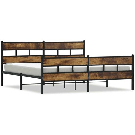 vidaXL Lit métallique sans matelas chêne fumé 183x213 cm