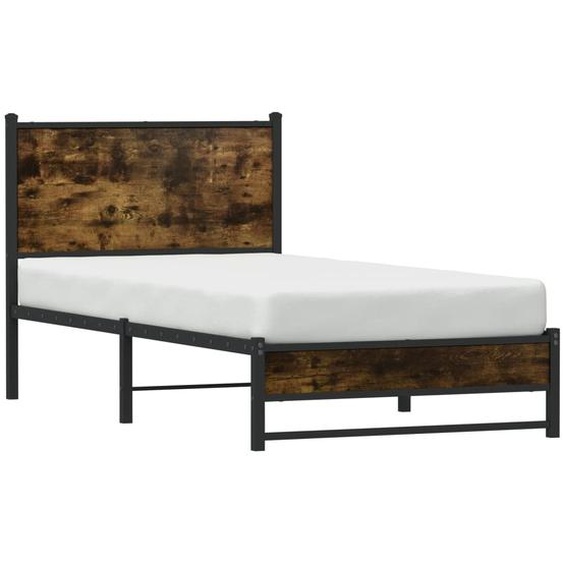 vidaXL Lit métallique sans matelas chêne fumé 75x190 cm