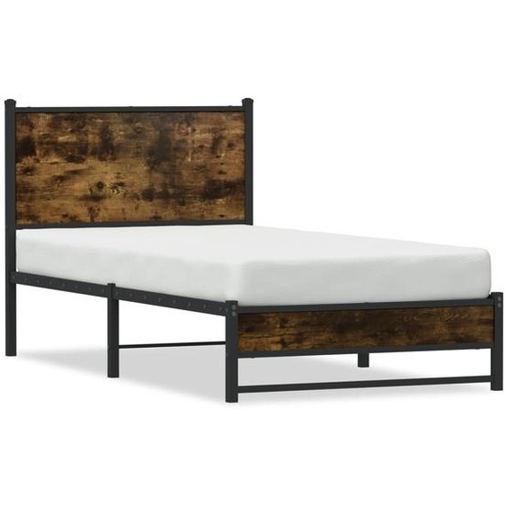 vidaXL Lit métallique sans matelas chêne fumé 90x190 cm