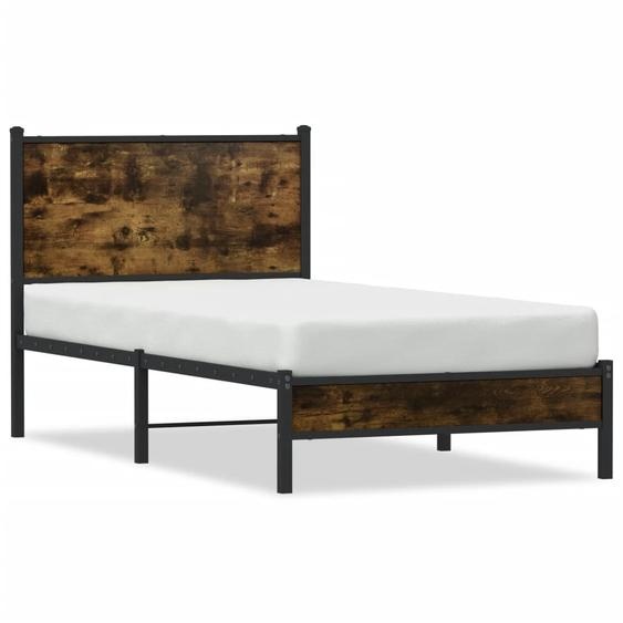 vidaXL Lit métallique sans matelas chêne fumé 90x190 cm