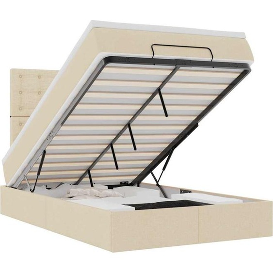 vidaXL Lit ottoman avec matelas Crème 120x200 cm Tissu