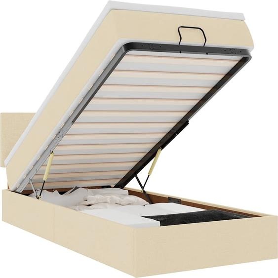 vidaXL Lit ottoman avec matelas Crème 80x200 cm Tissu