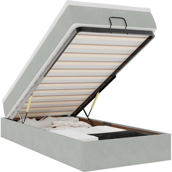 vidaXL Lit ottoman avec matelas gris clair 90x200 cm velours