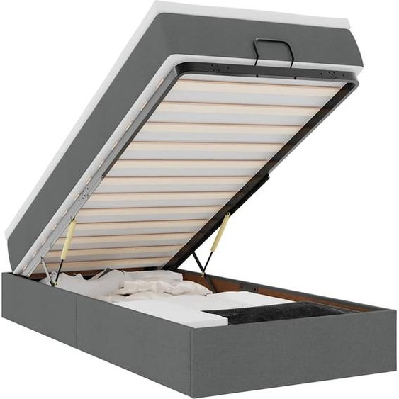 vidaXL Lit ottoman avec matelas gris foncé 80x200 cm Tissu