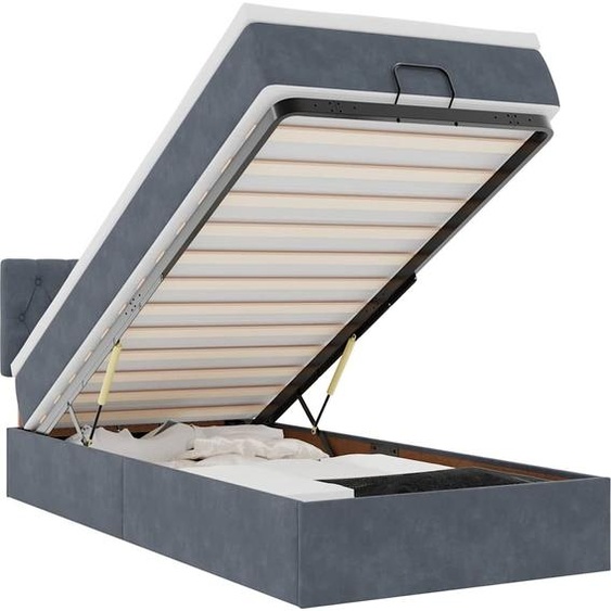 vidaXL Lit ottoman avec matelas gris foncé 80x200 cm velours