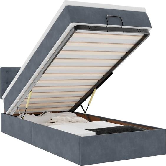 vidaXL Lit ottoman avec matelas gris foncé 80x200 cm velours