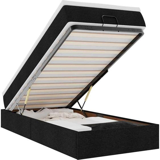 vidaXL Lit ottoman avec matelas noir 80x200 cm Tissu