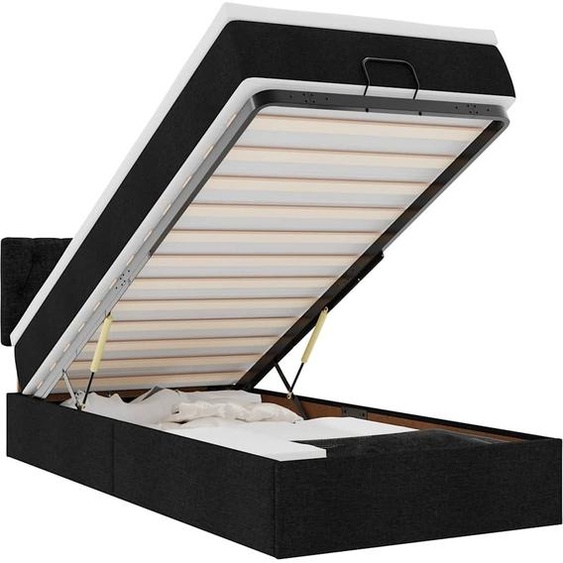 vidaXL Lit ottoman avec matelas noir 80x200 cm Tissu