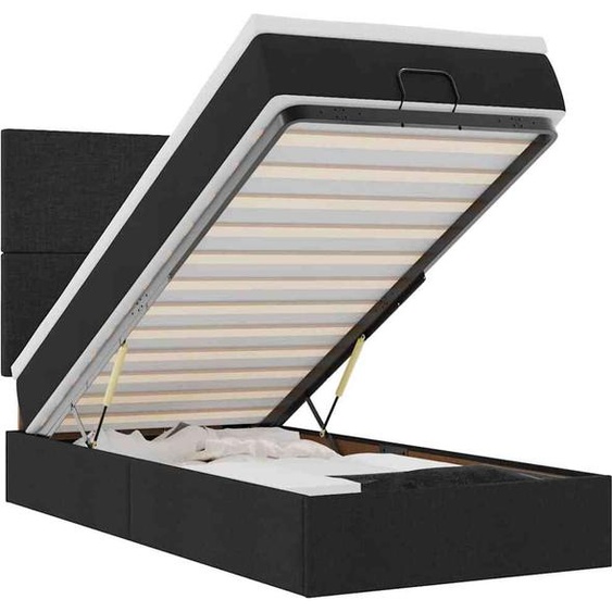 vidaXL Lit ottoman avec matelas noir 80x200 cm Tissu