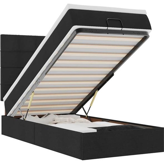 vidaXL Lit ottoman avec matelas noir 80x200 cm Tissu