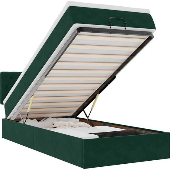 vidaXL Lit ottoman avec matelas vert foncé 90x200 cm velours