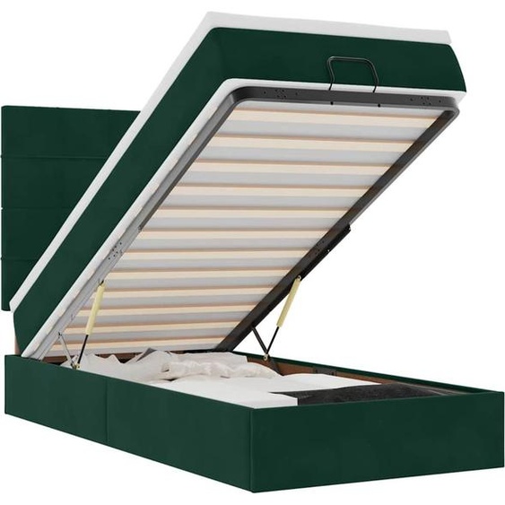 vidaXL Lit ottoman avec matelas vert foncé 90x200 cm velours