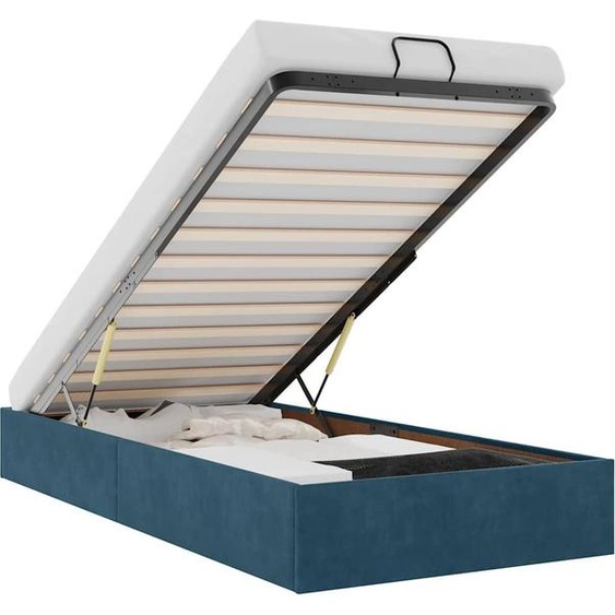 vidaXL Lit ottoman sans matelas bleu foncé 90x190 cm velours