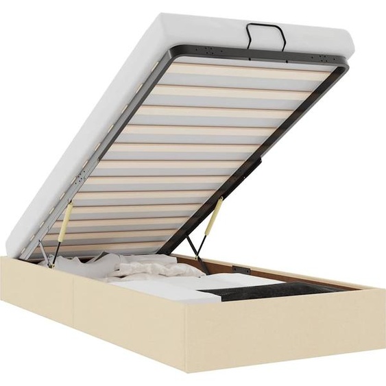 vidaXL Lit ottoman sans matelas Crème 90x200 cm Tissu