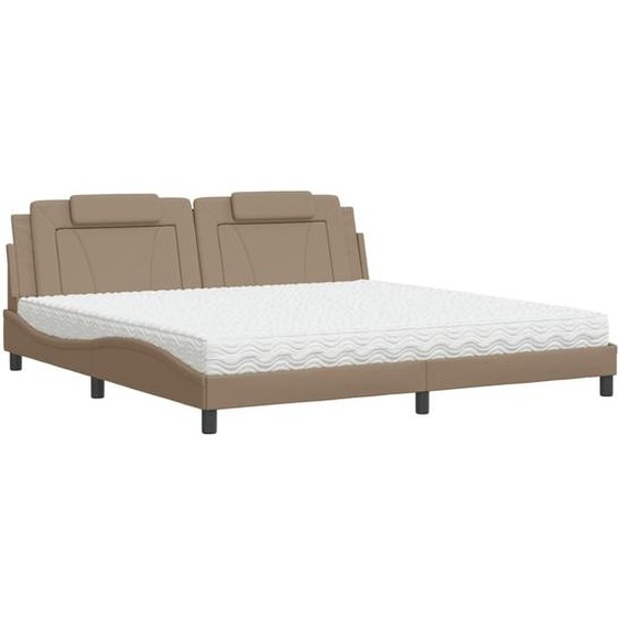 vidaXL Lit Viana avec matelas Cappuccino-Brun 200x200 cm Similicuir